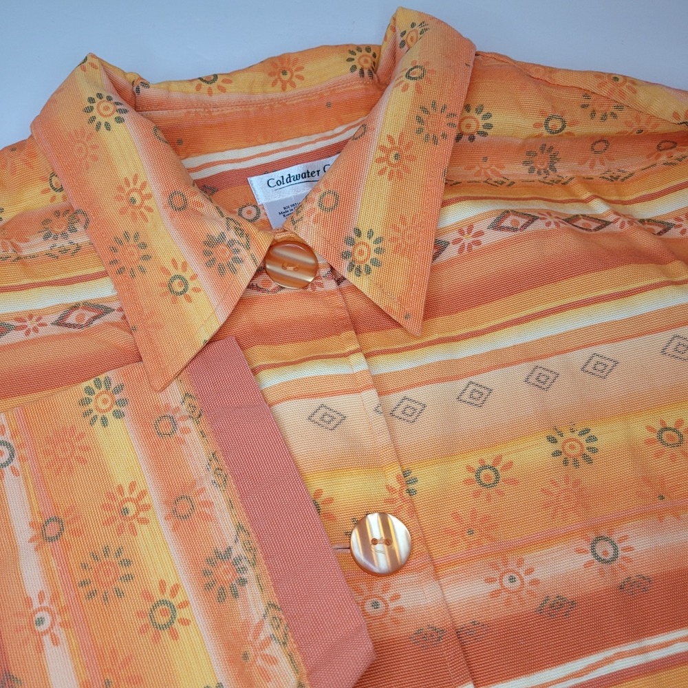 Coldwater Creek‎ Orange Aztec Lightweight Jacket Plus 2X